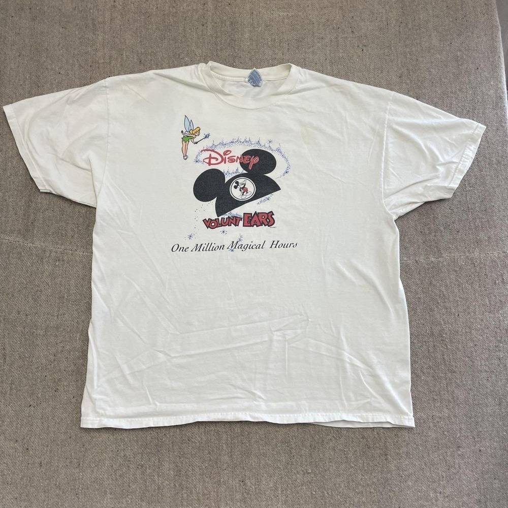Vintage Disney VoluntEARS T-Shirt Men XXL White 90s Hanes Beefy-T